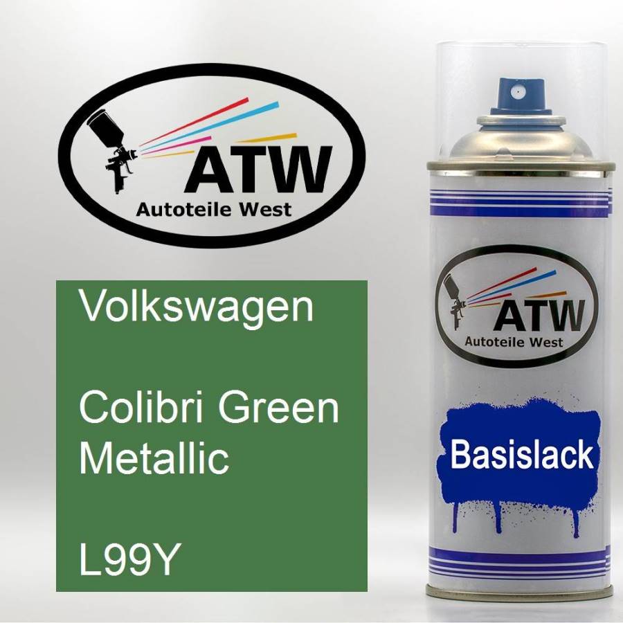 Volkswagen, Colibri Green Metallic, L99Y: 400ml Sprühdose, von ATW Autoteile West.